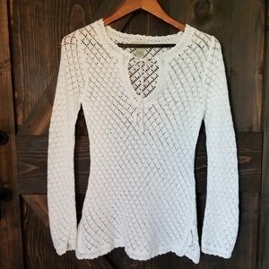 Banana Republic White Crochet Top